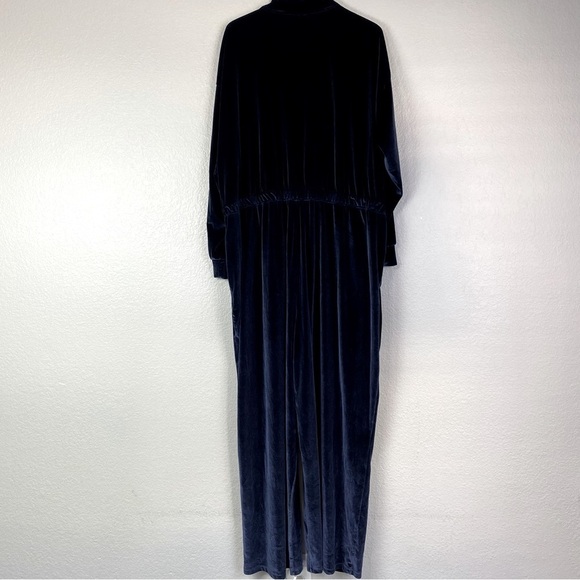 Fabletics Navy Velour Zip Up Wide Leg Jumpsuit Size 4X - Picture 6 of 13